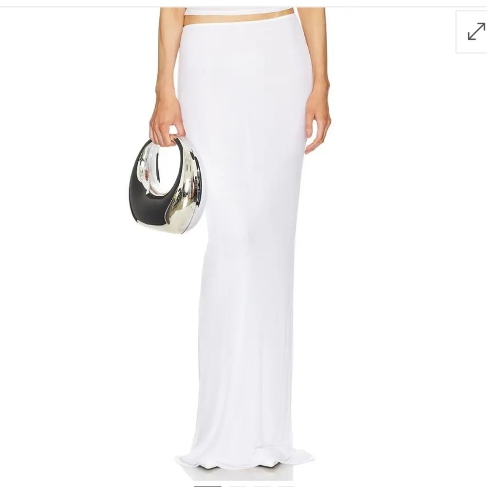 HELSA Sheer Knit Layered Maxi Skirt white sheer jersey As Is Revolve XS